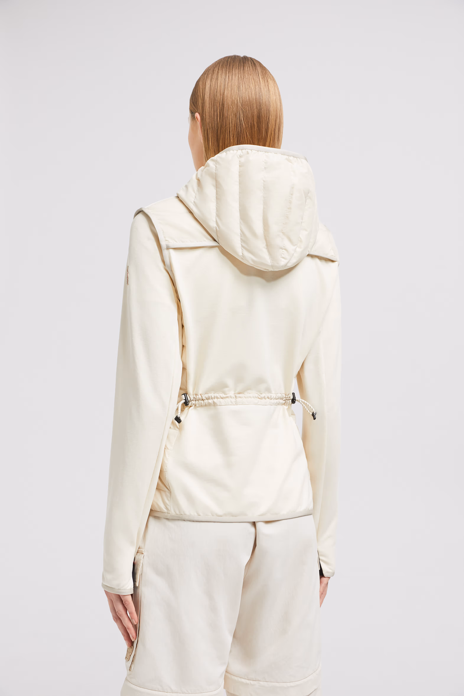 Padded Zip-Up Cotton Hoodie Women White Ivory Moncler 5